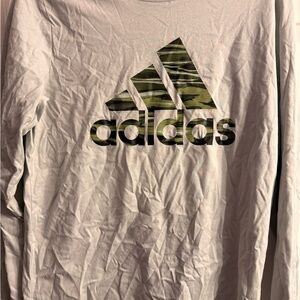 Adidas Kids White and Green Camo Long Sleeve Tee Size XL